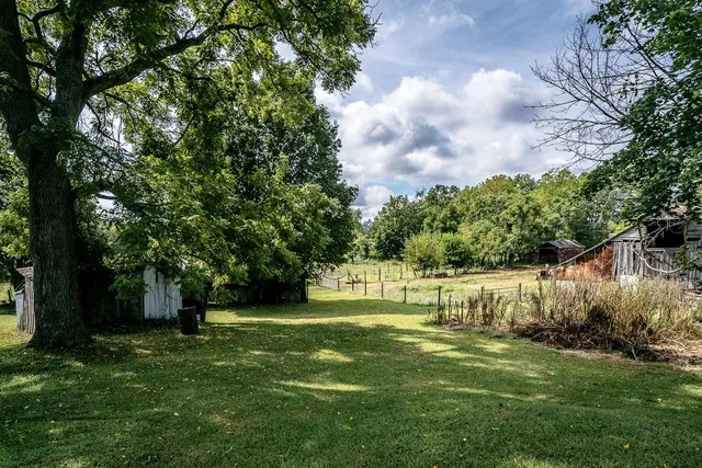 a backyard of a house with lots of green space