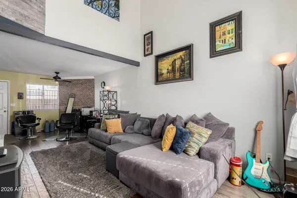 a living room with furniture