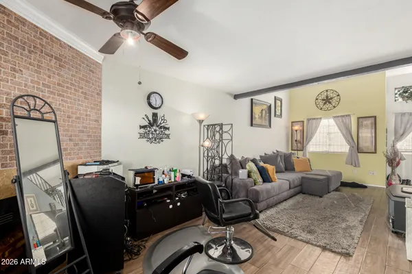 a living room with furniture