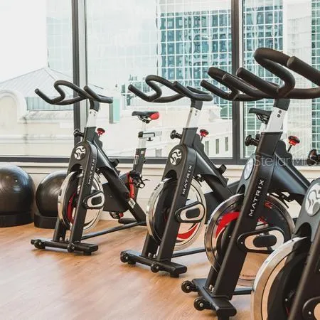 a view of a room with gym equipment
