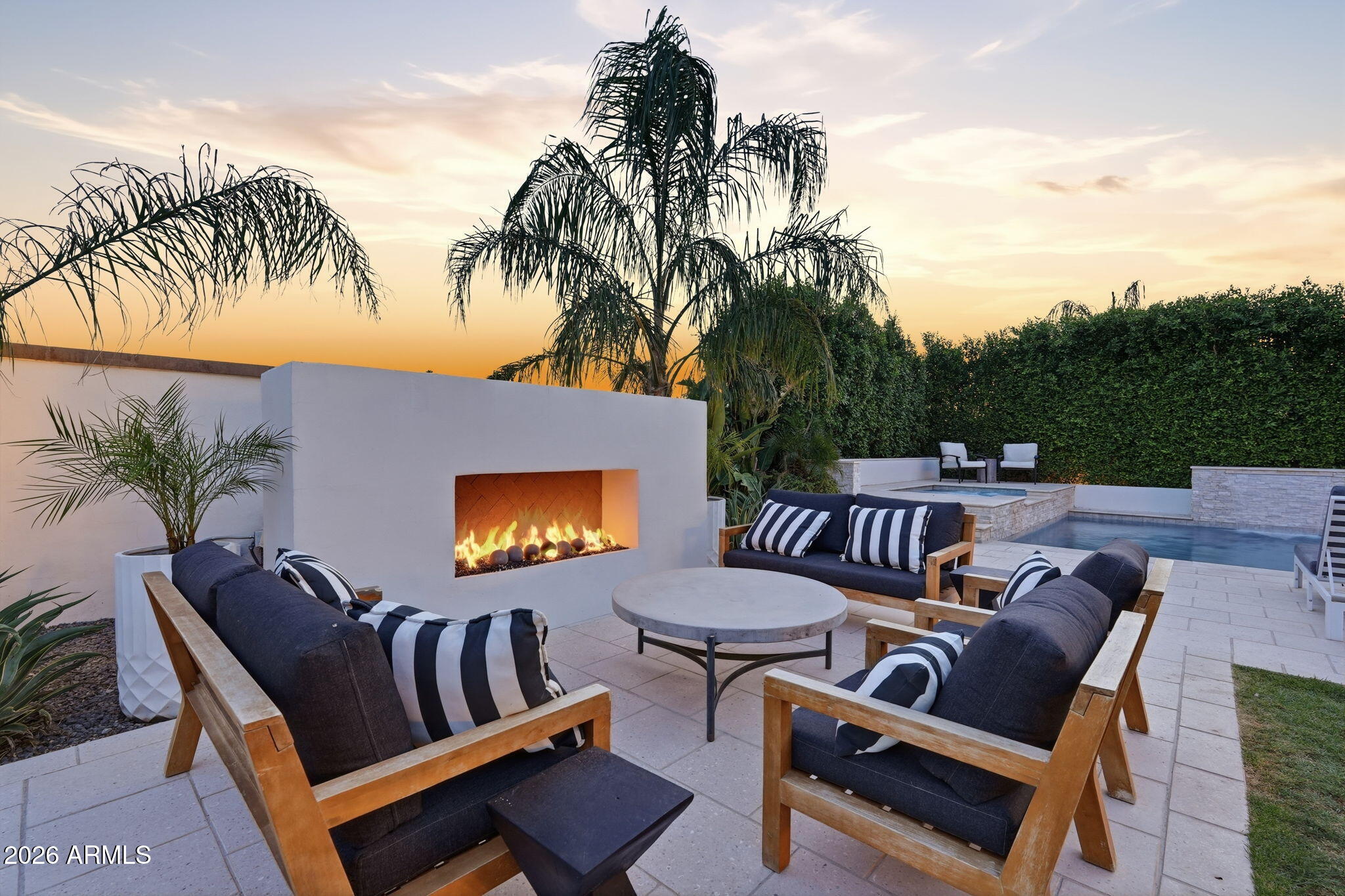 22607 East Russet Road Queen Creek, AZ 85142 - Photo 53 of 64 backyard gas fireplace sitting area
