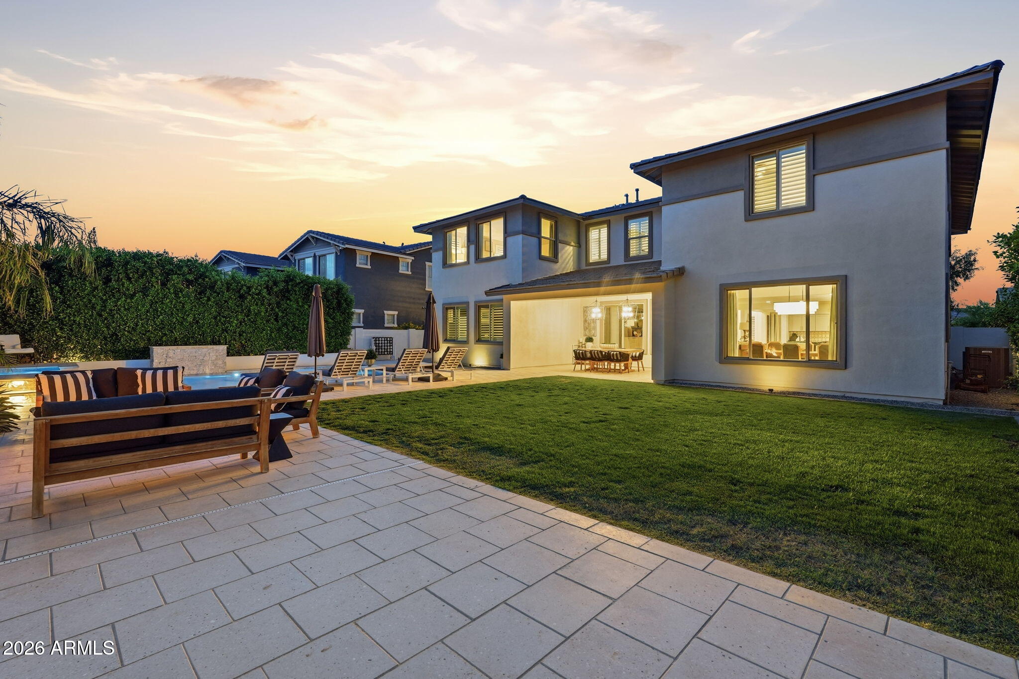 22607 East Russet Road Queen Creek, AZ 85142 - Photo 58 of 64 backyard gas fireplace sitting area