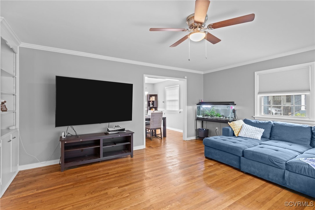 10507 Gayton Road Henrico, VA 23238 - Photo 7 of 47 Living room with baseboards, crown molding, and li