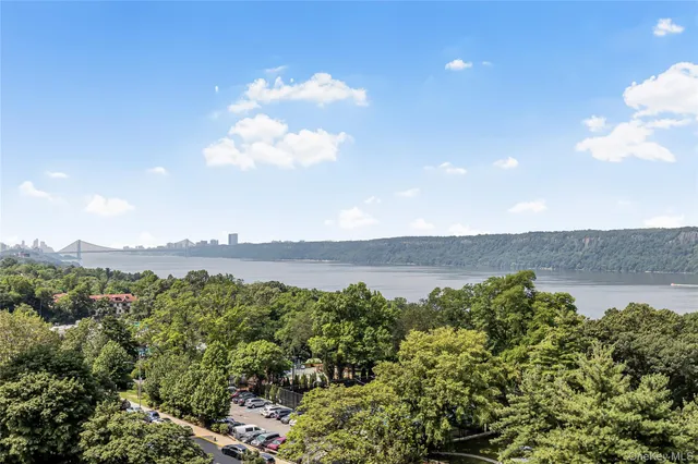 a view of a lake from a yard