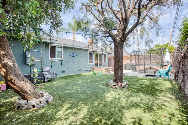 a backyard of a house with lots of green space