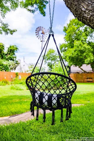 a view of balcony with wooden floor