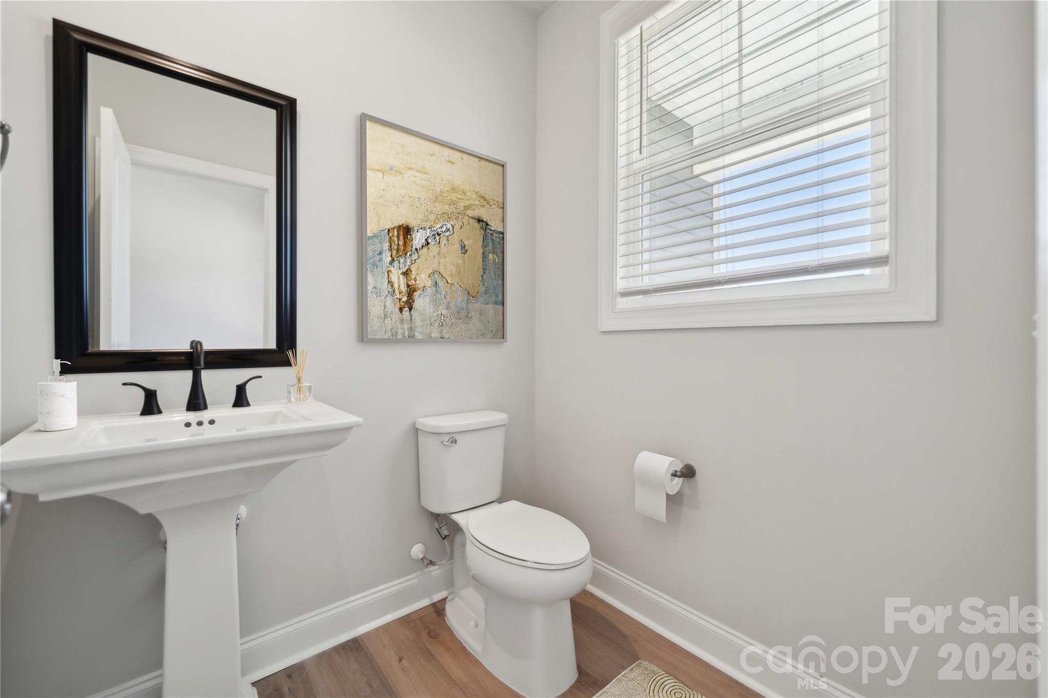 343 Alameda Way Matthews, NC 28104 - Photo 22 of 30 a bathroom with a toilet a sink and mirror