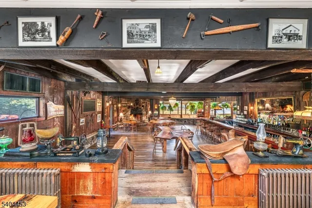 an outdoor space with seating area