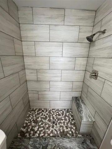 a bathroom with a shower
