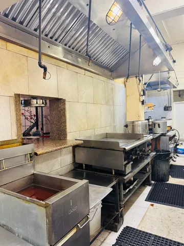 a kitchen with lots of counter top space