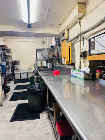 a kitchen with lots of counter top space