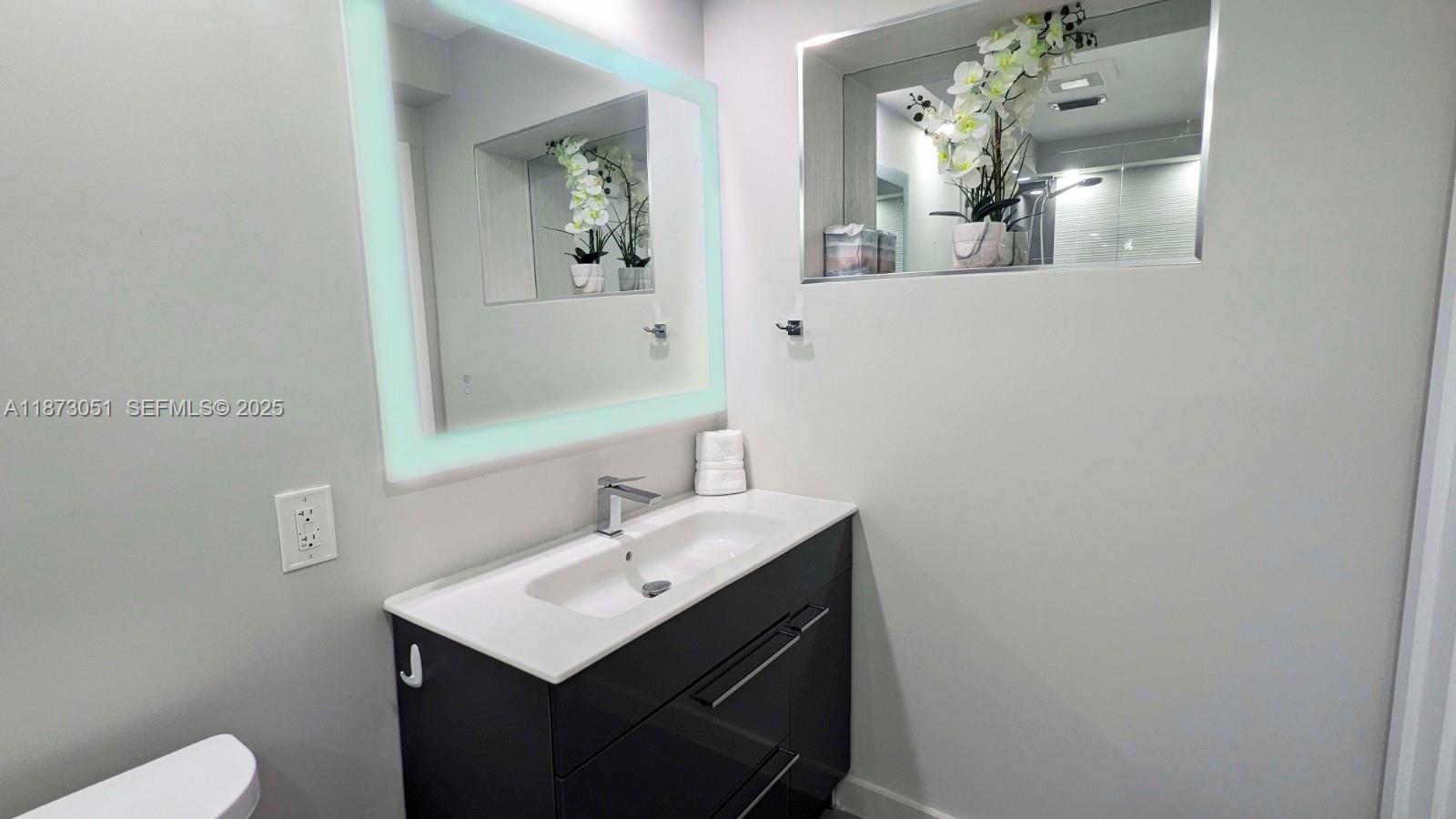 4027 Pierce Street Hollywood, FL 33021 - Photo 18 of 22 a bathroom with a sink vanity and mirror