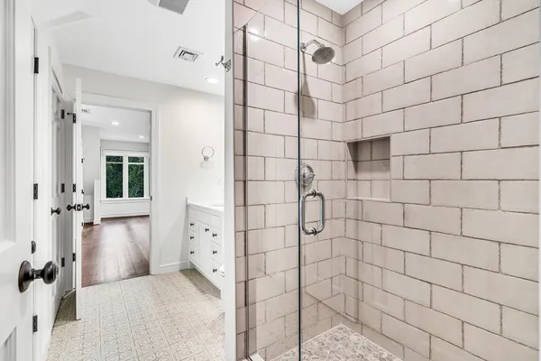 a bathroom with a shower