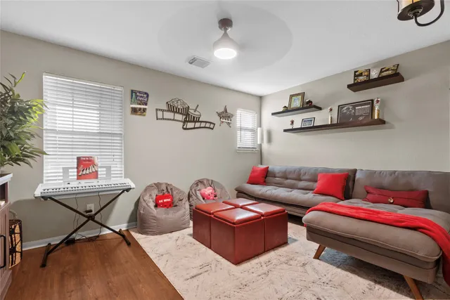 a living room with furniture