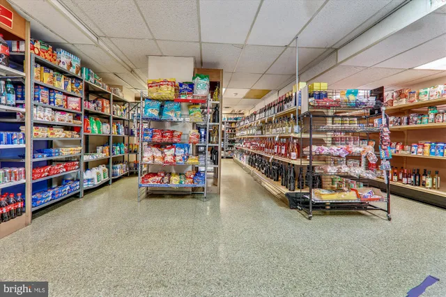 a view of room with racks