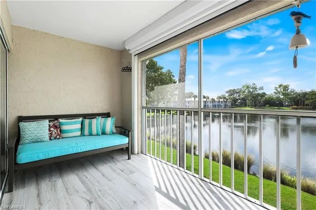 a view of a bench in balcony