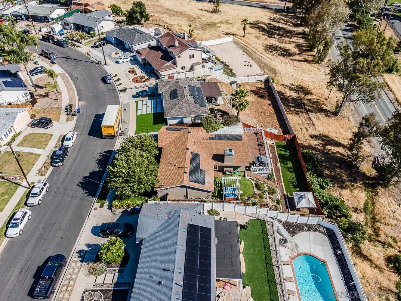 9213 Dalehurst Road Santee, CA 92071 - Photo 28 of 31 an aerial view of residential houses with outdoor space