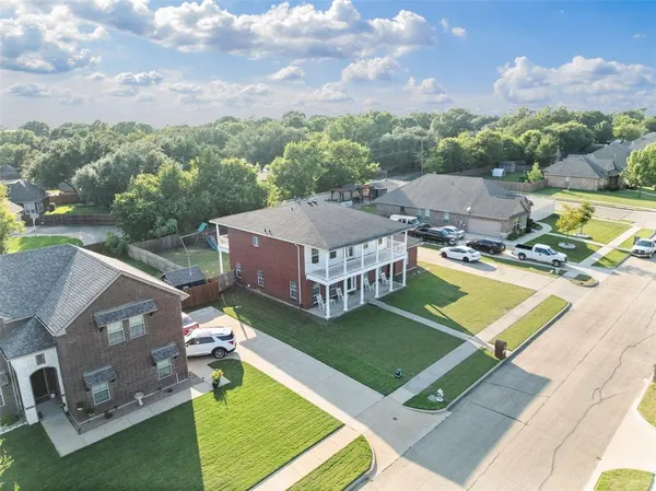 an aerial view of a house