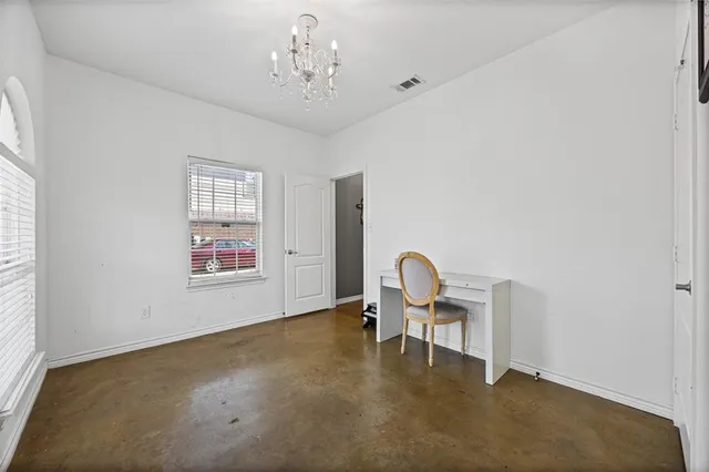 a view of a chandelier in a room