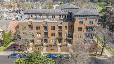 an aerial view of a house