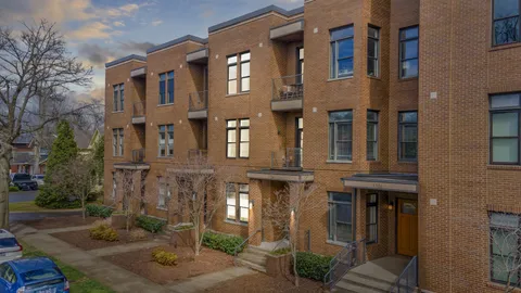 a front view of a multi story building