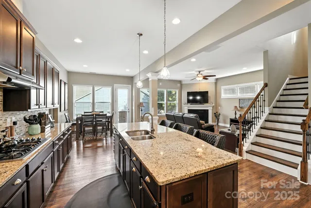 a kitchen with lots of counter top space