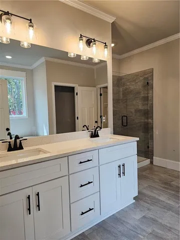 a bathroom with a shower