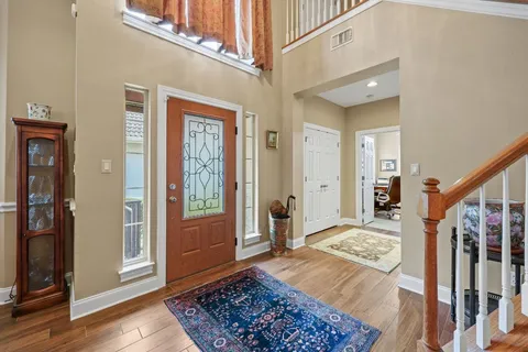 a view of an entryway with a rug