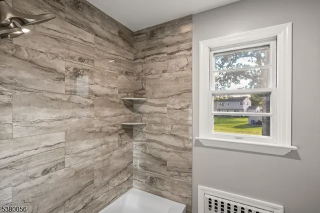 a bathroom with a window