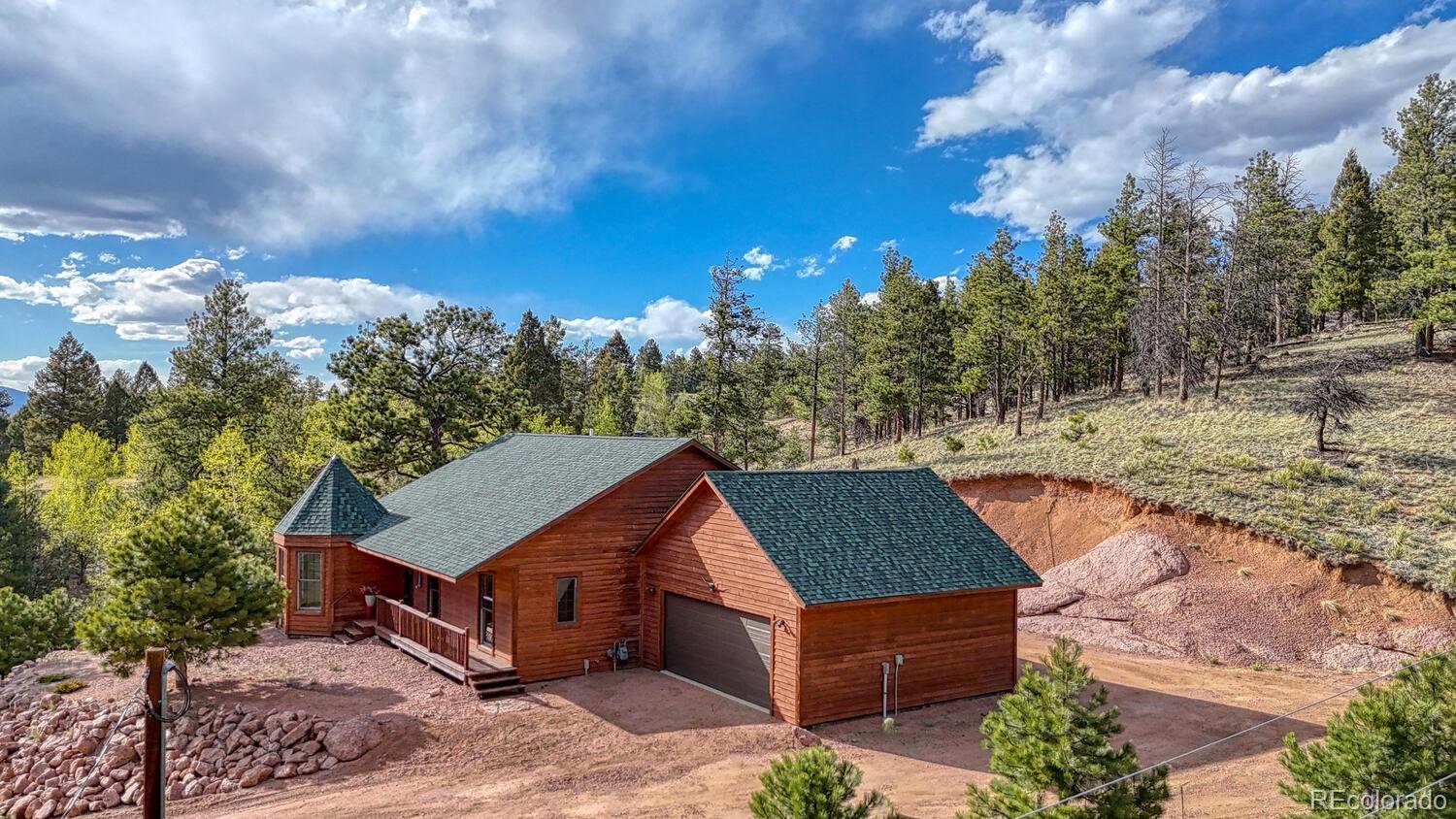318 Southgate Road Florissant, CO 80816 - Photo 47 of 48 a aerial view of a house with yard and trees