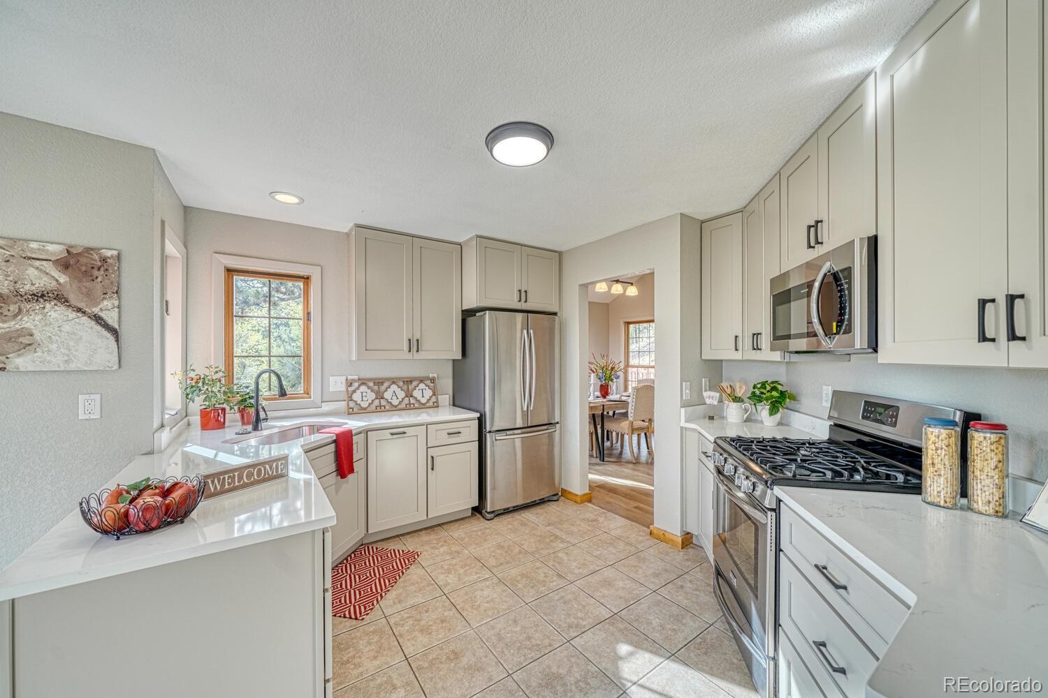 318 Southgate Road Florissant, CO 80816 - Photo 8 of 48 a kitchen with a refrigerator and a sink