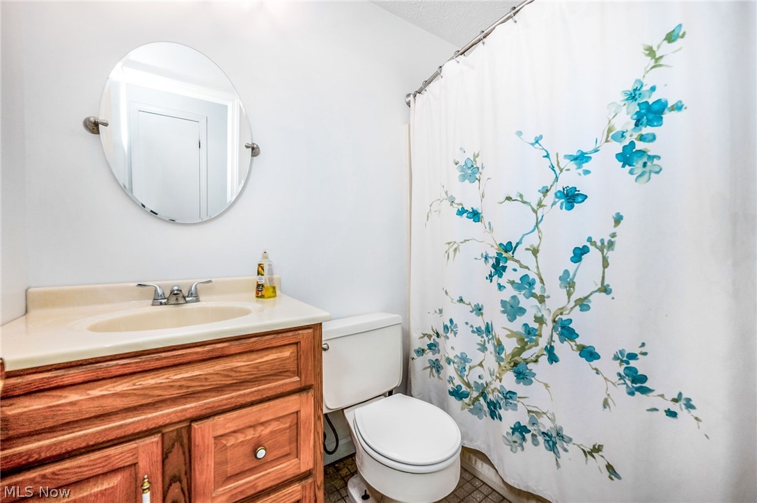 2369 Allen Road Austinburg, OH 44010 - Photo 17 of 32 Main Bathroom with tile floors, vanity, and toilet