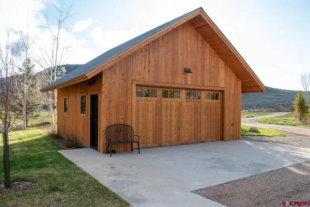 a aerial view of a house with a garden