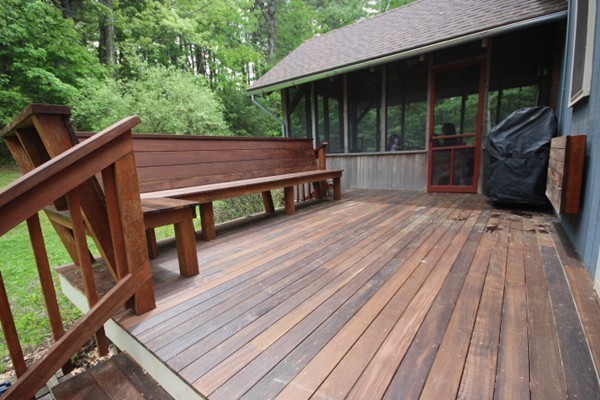 91 Long Hill Road Leverett, MA 01054 - Photo 6 of 29 a view of backyard with deck and outdoor seating