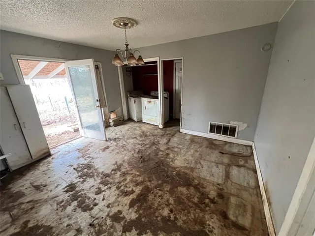 a view of a livingroom with a chandelier