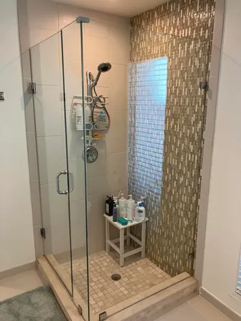 a bathroom with a shower