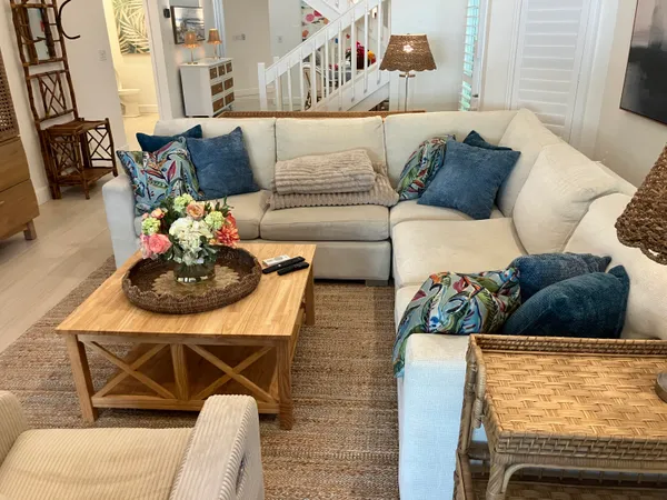 a living room with furniture and a couch