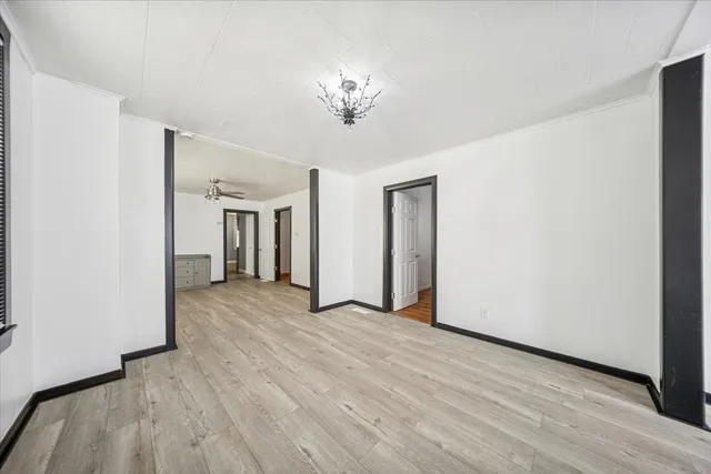 a view of a livingroom with a chandelier