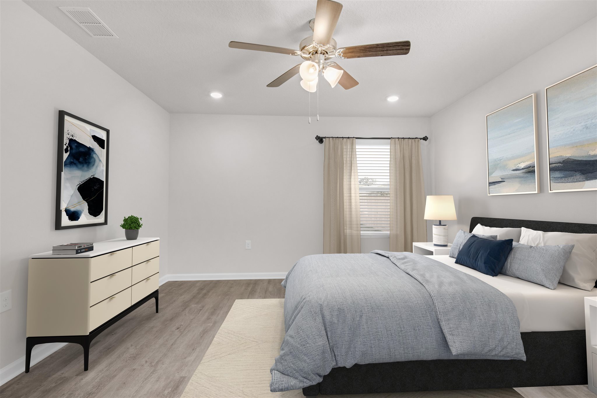 5105 Conservation Circle Pace, FL 32571 - Photo 14 of 24 a bedroom with a bed and a chandelier