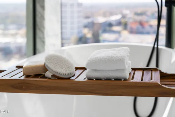 a city view with tall buildings