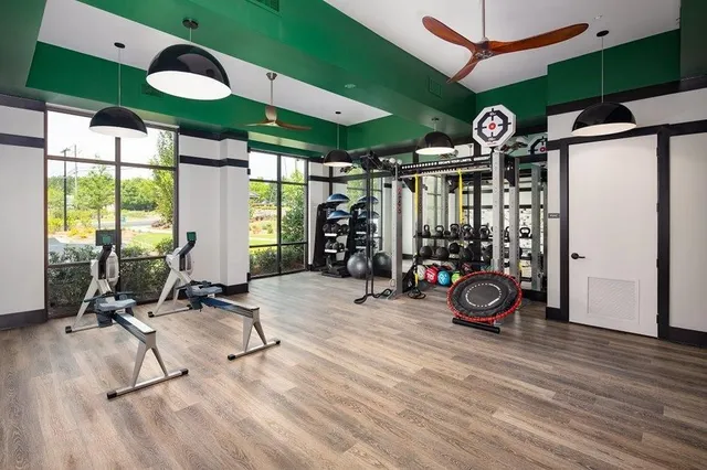 a view of a room with gym equipment