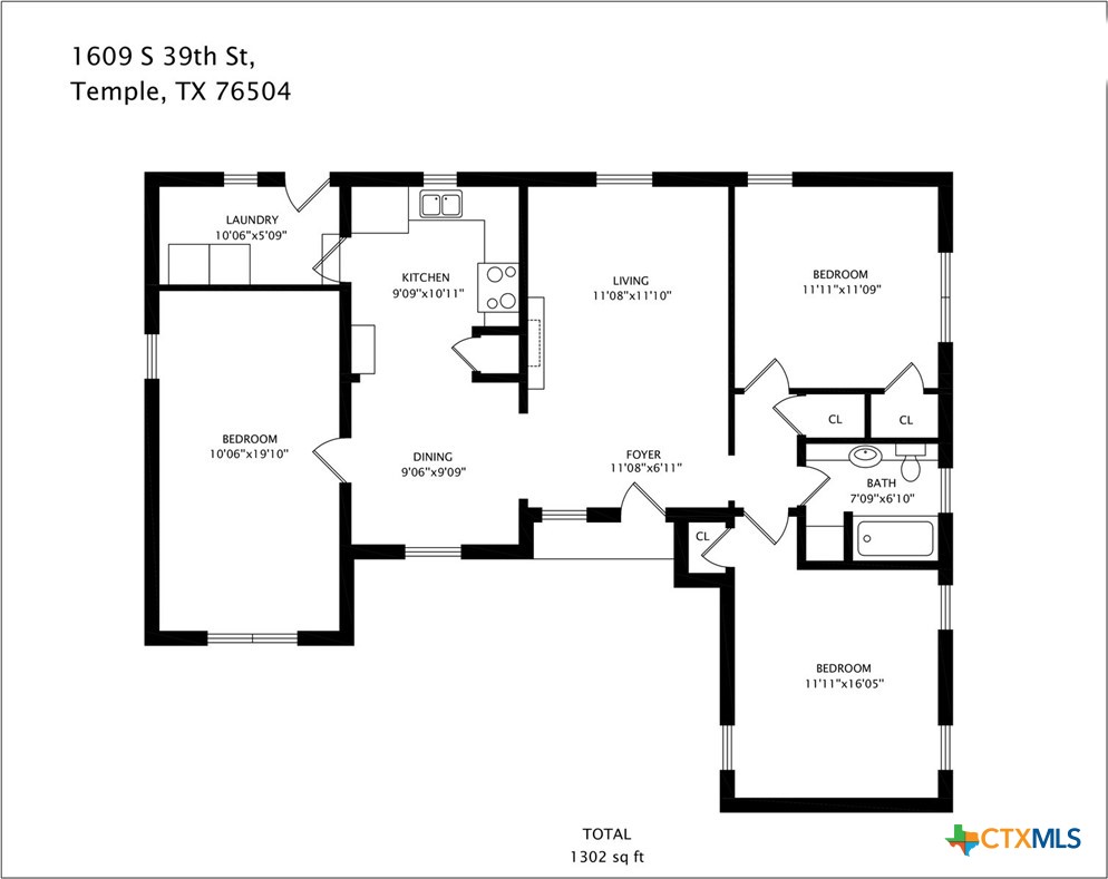 1609 South 39th Street Temple, TX 76504 - Photo 19 of 19 a picture of a floor plan