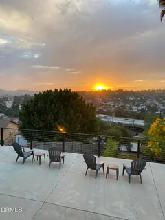 a view of a lake with a city