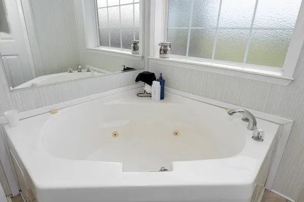 a bathroom with a bathtub