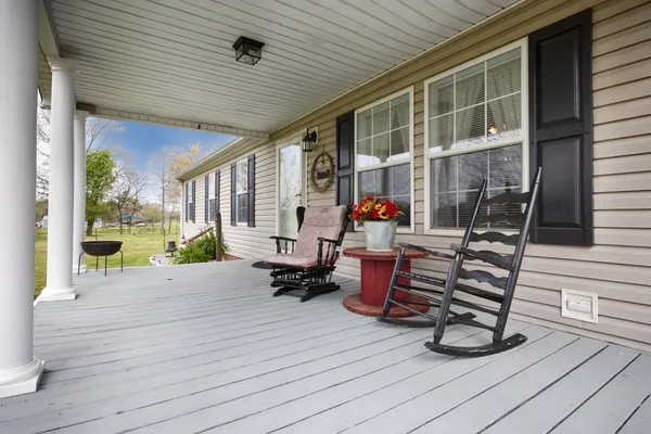 a view of porch with seating space