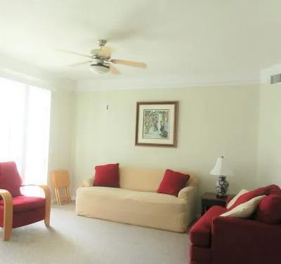 a living room with furniture