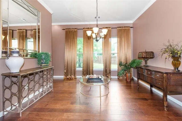 a lobby with furniture and window