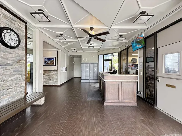 a view of a tall building