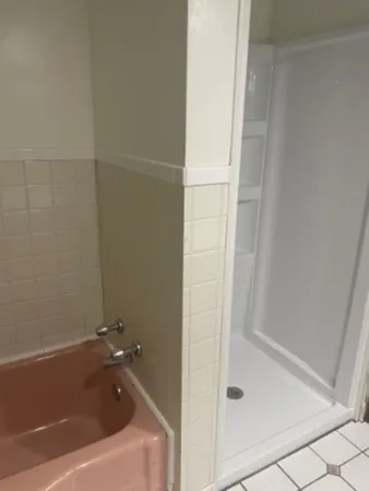 a bathroom with a tub