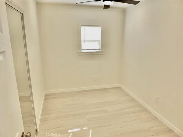 a view of a small space with a window